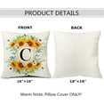 thumbnail image 2 of Monogram Letter C Summer Sunflower Throw Pillow Covers 18x18 Inch, Floral Bee Pillows Covers Decorative Family Last Name Initial Throw Pillowcase Decor for Couch Sofa, 2 of 6
