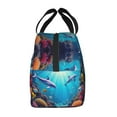 thumbnail image 4 of Portable Lunch Bag Insulated Dolphins And Tropical Fish In The Ocean Lunch Box Reusable Tote Bag Unisex for Work, Travel, Picnic, Office, Camping, Hiking, Picnic, Beach, 4 of 7