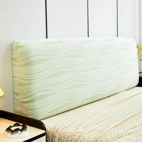 Zhuge 1 piece solid color all inclusive headboard backrest decoration dust protection cover three-dimensional plush thick headboard cover, 150cm long (green)