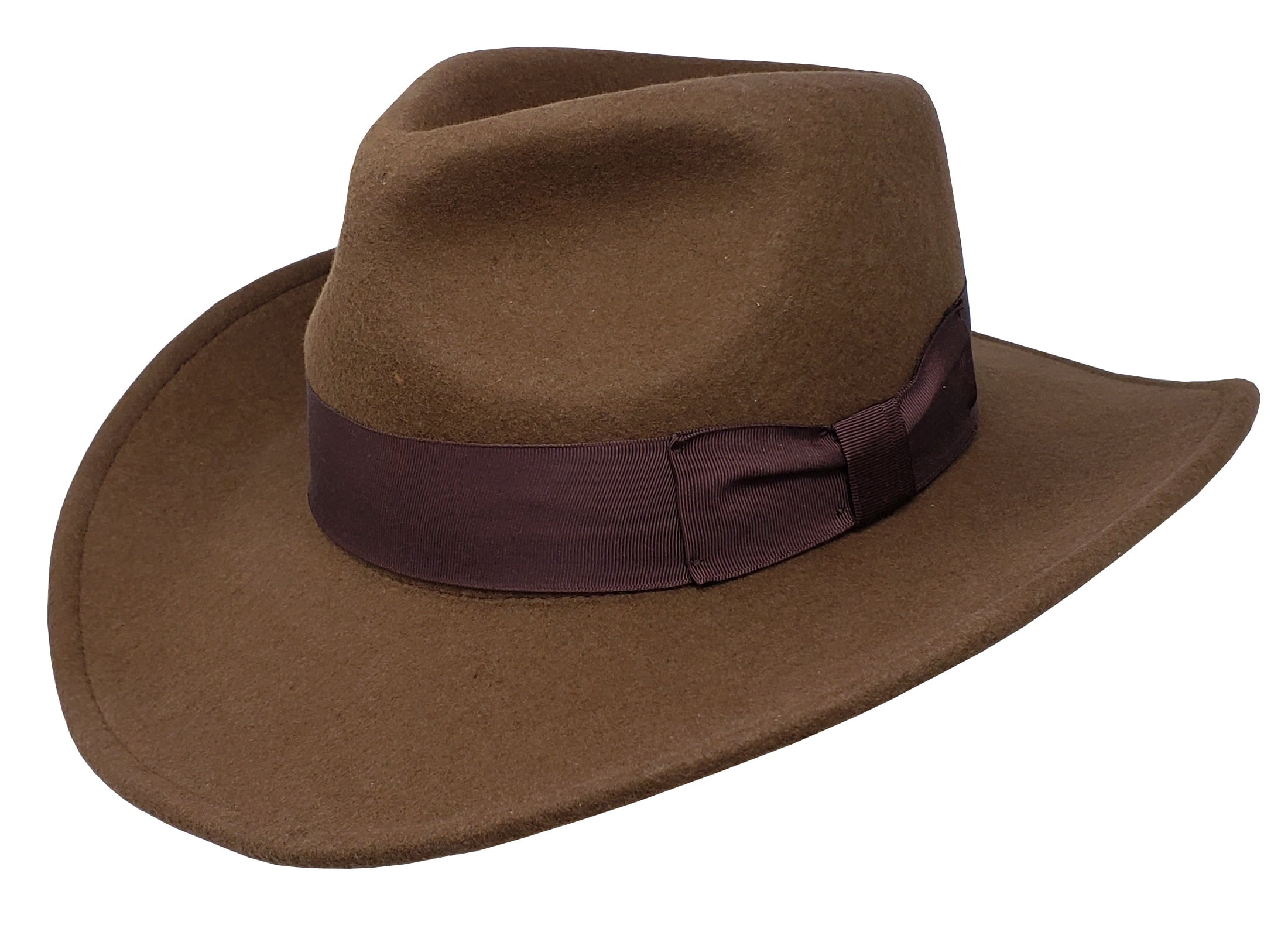 Different Touch Indiana Jones Outback Cowboy Crushable Wool Brown Fedora Hats