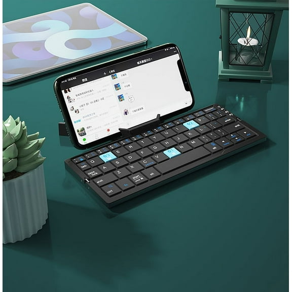 Jomaa Foldable Bluetooth Keyboard Rechargeable Keyboard Mini Folding Wireless Keyboard Aluminum Keypad With Stand For Phone