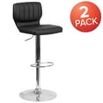 thumbnail image 3 of Flash Furniture Samantha 2 Pack Contemporary Black Vinyl Adjustable Height Barstool with Vertical Stitch Back and Chrome Base, 3 of 8