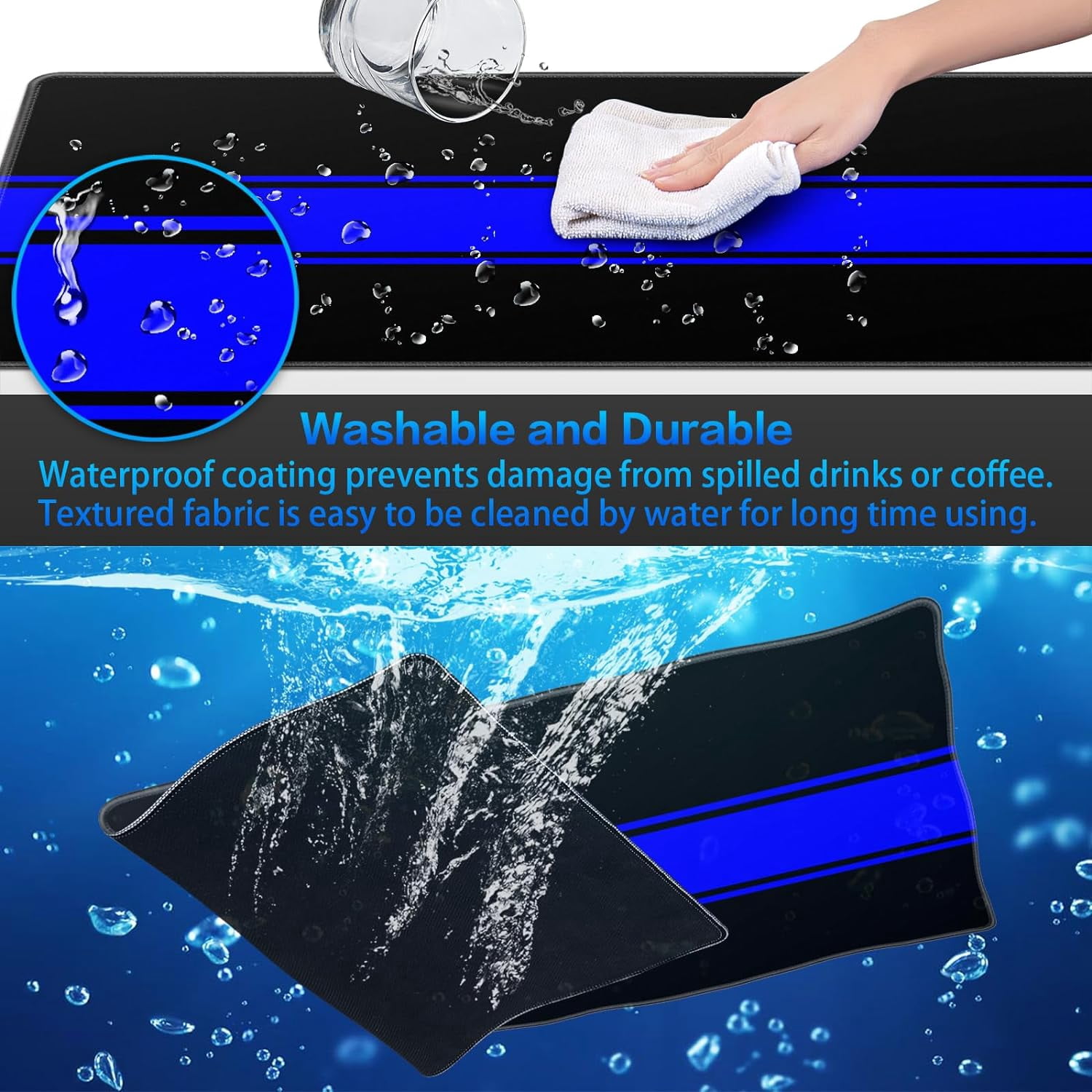 Gaming Mouse Pad, Computer Mouse Pad 31.5x15.7inch Large Extended Computer Mouse Mat with Non-Slip Base Keyboard Full Desk Mousepad for Gaming, Office, Home