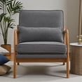 thumbnail image 2 of Tcbosik Mid-Century Modern Armchair w/ Waist Pillow, Accent Single Lounge Chair with Linen Upholstery and Solid Wood Frame, for Living Room, Study & Balcony, Easy Assembly, Dark Gray, 2 of 10