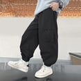 thumbnail image 4 of WEIGFI Child Boys Cargo Pants For Autumn Winter Fashion Loose Fit Casual Joggers With Multiple Pockets Twill Trousers For Teen Kids Youth School Outdoor Daily Wear Stylish Solid Color Slacks, 4 of 7