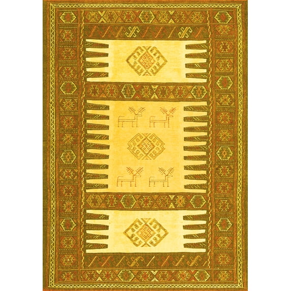 Ahgly Company Indoor Rectangle Southwestern Yellow Country Area Rugs, 6' x 9'