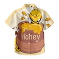 thumbnail image 4 of Kids Boys Tshirts Summer Cute Bee Festival Honey Print Lapel Botton Down Short Sleeves Fashion Tops T-Shirts Activewear,Yellow,7-8 Years, 4 of 4