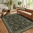 thumbnail image 4 of HIWEAVER Green/Black 6' x 9' Distressed Floral Vintage Area Rug for Living Room Washable Non Slip Indoor Carpet for Bedroom Decor Low Pile Farmhouse Floor Cover, 4 of 6
