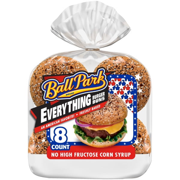 Ball Park Pre-Sliced Everything Seasoned Hamburger Buns, 8-Pack, 16 Ounces