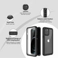 thumbnail image 5 of Dteck iPhone 12 Pro Case Waterproof IP68 Dustproof Case with Built-in Screen Protector, Underwater Outdoor Full Body Heavy Duty Shockproof Protective Cover, Black + Clear, 5 of 10