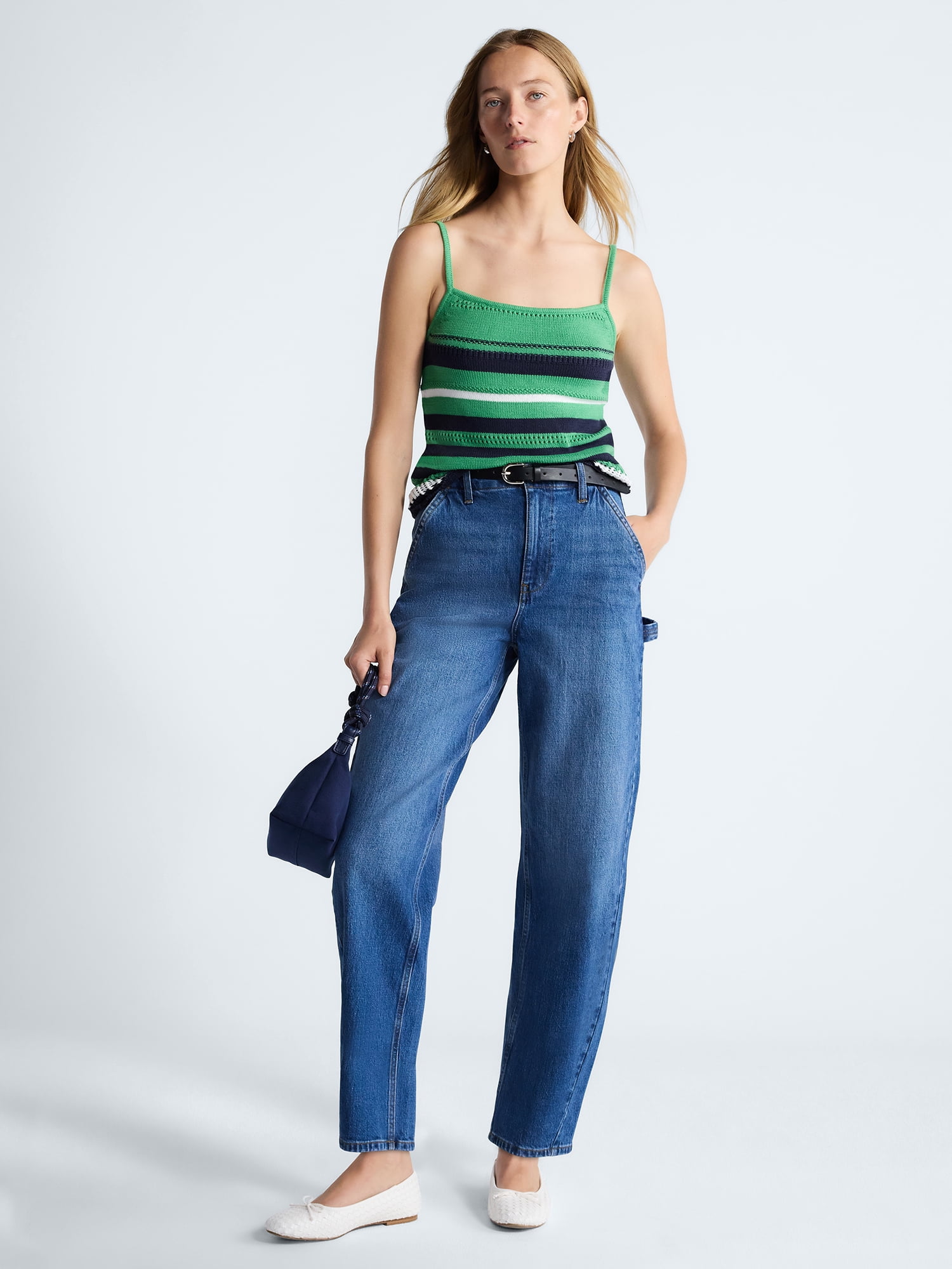 Free Assembly Women's Textured Stitch Stripe Tank Top, Sizes XS-XXL