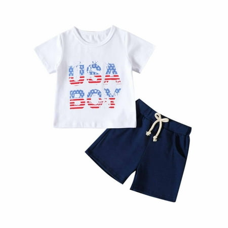 

Summer Savings Clearance! 2023 TUOBARR Set Clothes for Toddler Boys Independence Day Short Sleeve Shorts Set Tie Dyed USA Letter Short T-shirt Shorts Set White 0-6 Months