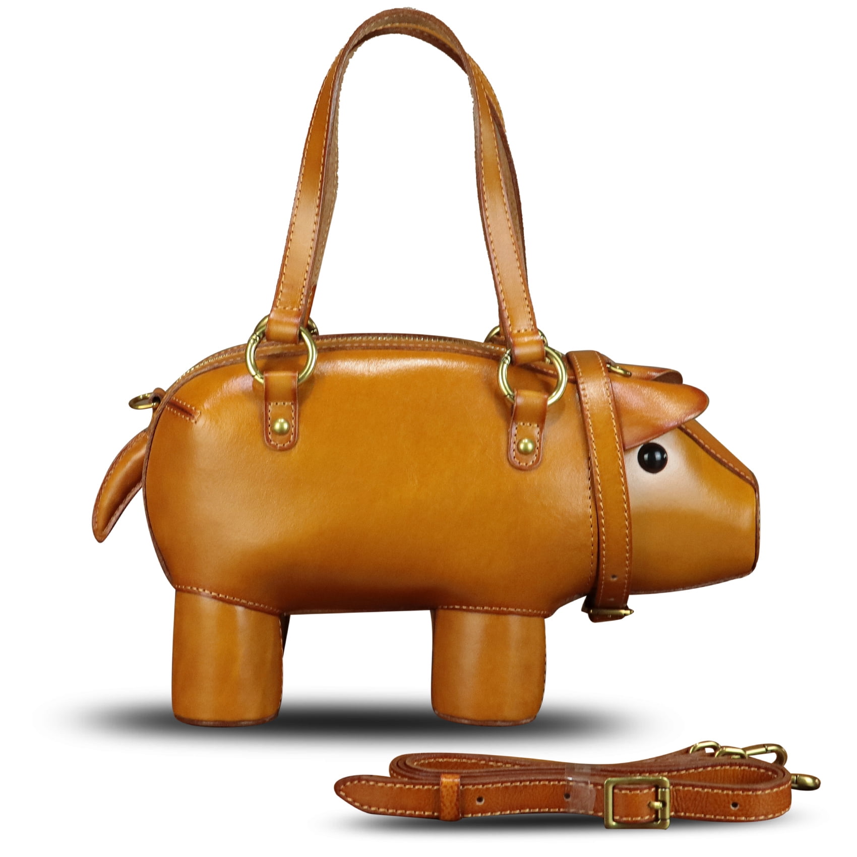Genuine Leather Purse and Handbag for Women Pig Shape Crossbody Shoulder Bag