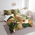 thumbnail image 2 of Erosebridal Gold Green Monstera Leaf 7-Piece Twin Bedding Sets,Tropical Botanical Tree Bedding Comforter Set For Men Women,Reversible, 2 of 7
