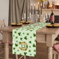 thumbnail image 2 of Saint Patrick's Day Table Runner, Spring Horseshoe Green Clovers Leaves Washable Cotton Linen Table Runners 70 Inches Long, Dresser Scarf Runner for Dining/Kitchen/Coffee/TV Stands/Cabinets 13''x70'', 2 of 9