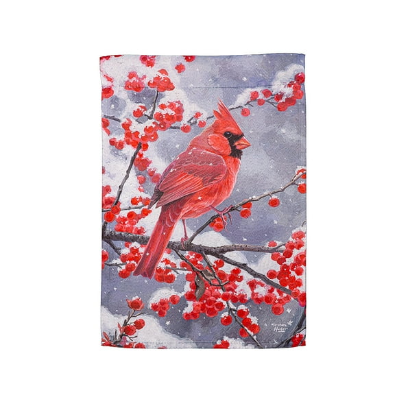 Evergreen Red Cardinal Suede Garden Flag 12 x 18 Inches Indoor Outdoor Decor