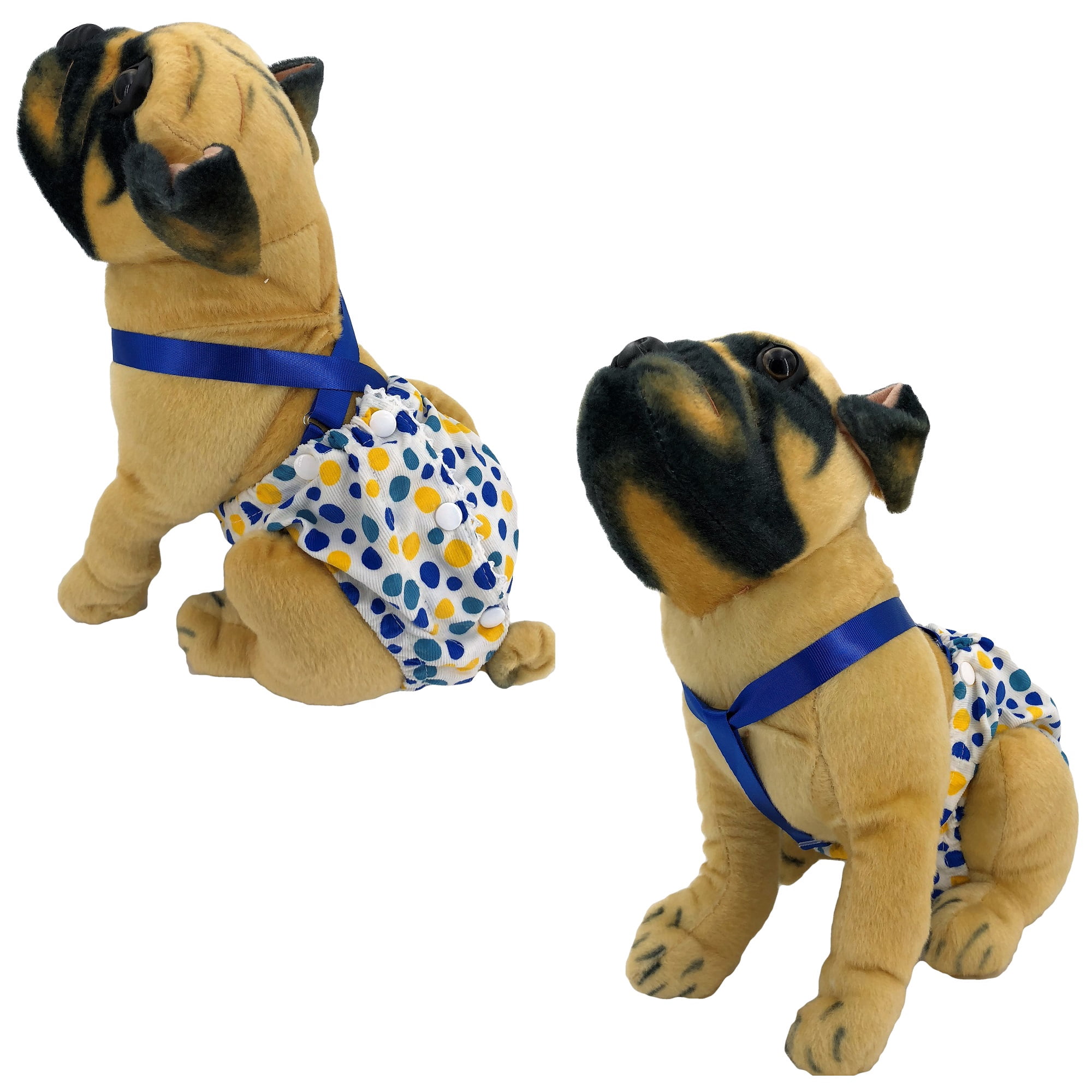 Pack of 2 Female Dog Diapers With Suspenders Reusable Washable for Small Pet