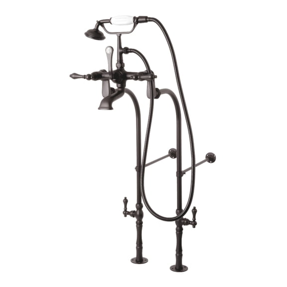 Kingston Brass CCK103T5 Vintage Freestanding Clawfoot Tub Faucet Package with Supply Lines and Hand Shower, Oil Rubbed Bronze