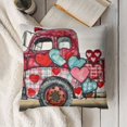 thumbnail image 3 of SHANXI  Valentines Day Pillow Covers, Striped Hearts Trucks Hugs Kisses Be Mine Decorations Pillow Cases Decor for Home Sofa Couch (Red)  12x12in, 3 of 5