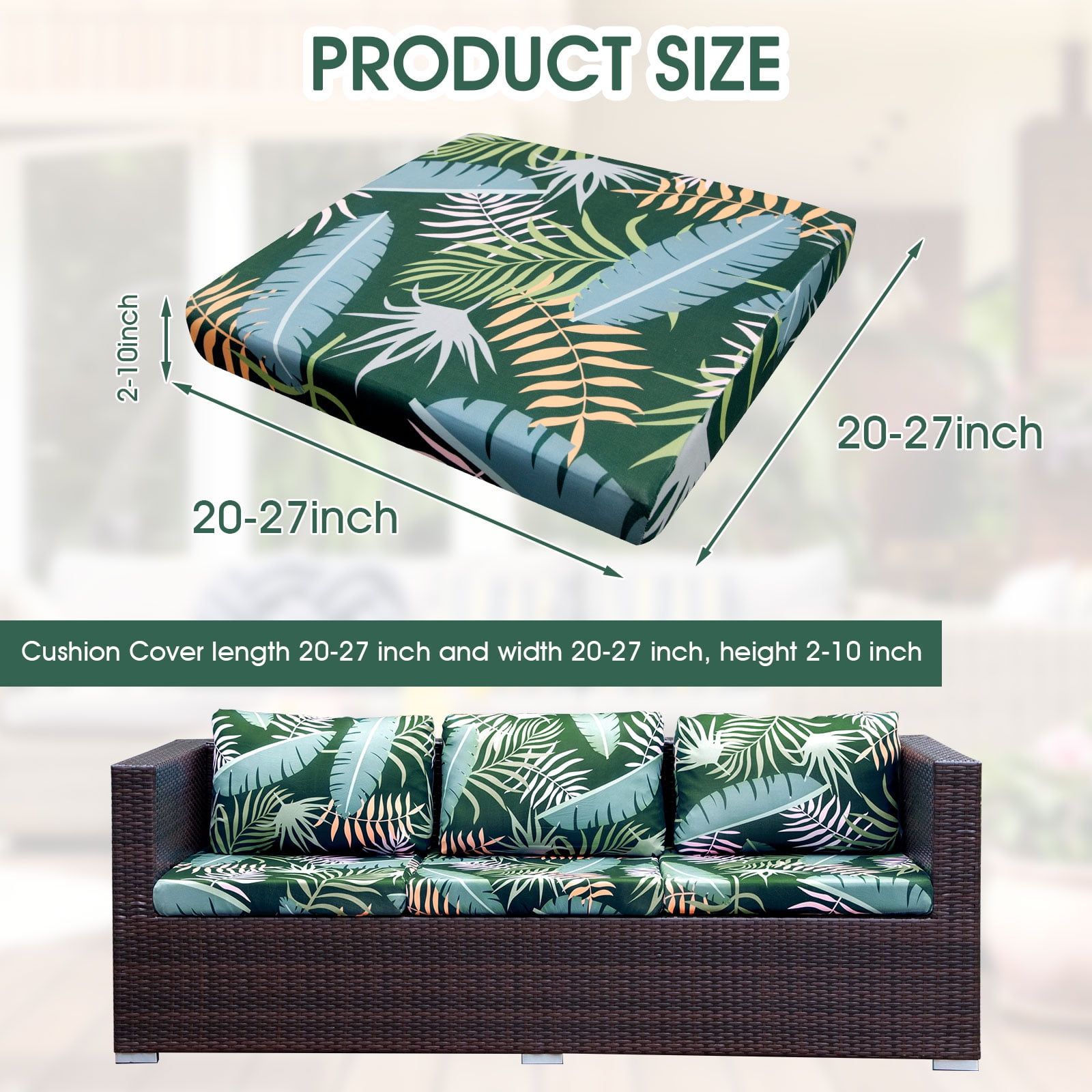 SHANNA 6 Pack Printed Patio Stretch Sofa Cushion Covers, Floral Pattern Outdoor Sofa Cushion Covers, Replacement Washable Couch Chair Cushion Covers Porch Patio Furniture Protector