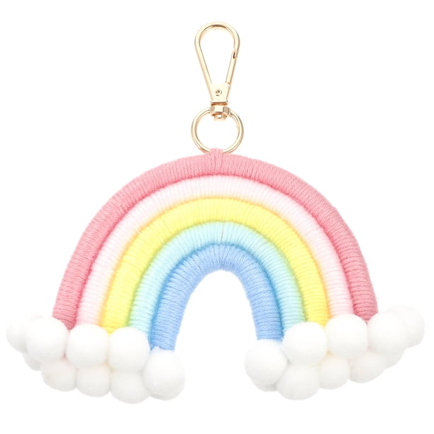 1pc delicado arco iris llavero llavero arco iris llavero encanto tejido arco iris llavero llavero