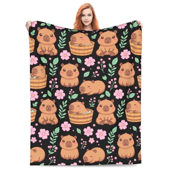 Cute Animal Pattern Blanket, Soft Cozy Flannel Throw, Warm Plush Blanket for Bed or Couch, Animal Lover Gift 50x40