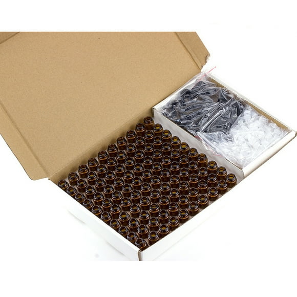 Yeacher Essential Oil Bottle Packed In Box 1ml 2ml 3ml Brown Glass Ball Bottle Dropper Bottle 100 Gift Box Sets 100Pcs Glass Vials Mini Essential Oil Bottles Amber Glass Bottle