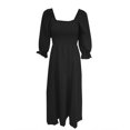 thumbnail image 2 of Gibobby Vestido Casual para Mujer Vestido largo elegante de moda de manga corta para mujer, cinturón de corbata en la cintura, vestidos elegantes min(Negro,G), 2 of 5