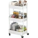 thumbnail image 2 of Sywhitta Carro utilitario con ruedas de plástico de 3 niveles con asa, carro de almacenamiento multifuncional para oficina, sala de estar, cocina, organizador de almacenamiento móvil con ruedas, blanc, 2 of 4