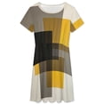 thumbnail image 3 of Beige And Black And Yellow Squares Short Sleeve Dress Women Summer Evening Dresses Ladies Sundress, 3 of 7