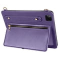 thumbnail image 7 of for iPad Pro 11 2022/2021/2020/2018/Air 4/Air 5 Envelope Wallet Back Case, Premium PU Leather Zipper Pocket Kickstand with Shoulder Strap & Hand Strap Tablet Case Cover - Purple, 7 of 7