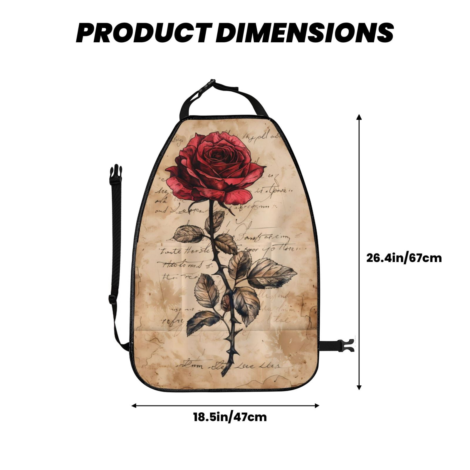 Kdxio Vintage Rose Botanical Art Print 2 Pack Car Kick Mat Seat Cover Back Protector Mat with Pockets for Organizer Backseat Protector and Storage Anti Kick Pad for Vehicles