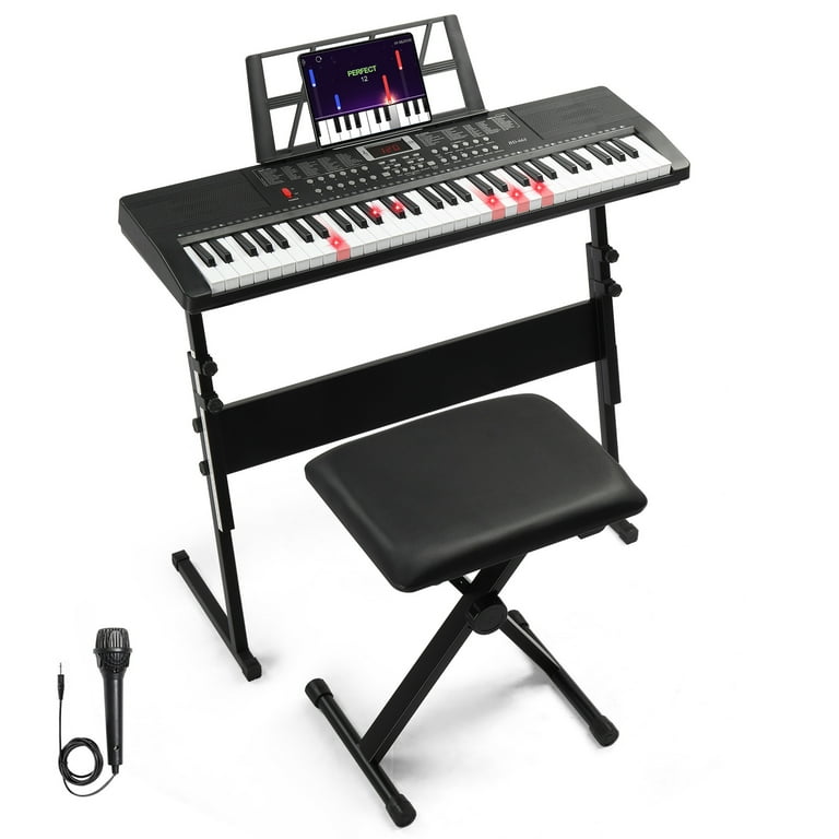ケノン Ktaxon 61 Keys Keyboard Piano with Lighted Keys, Z-Stand, Piano