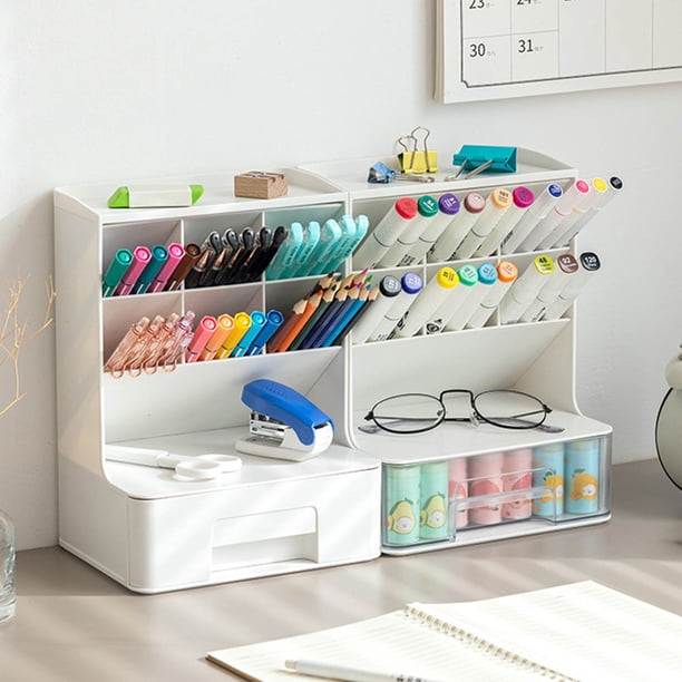 CAJA DE ALMACENAMENTO, Organizador De Almacenamiento Apilable Largo De PlásTico, Contenedor De Organización De Contenedores, Diseño De Enchufe Oblicuo, Soporte De Bolígrafo De