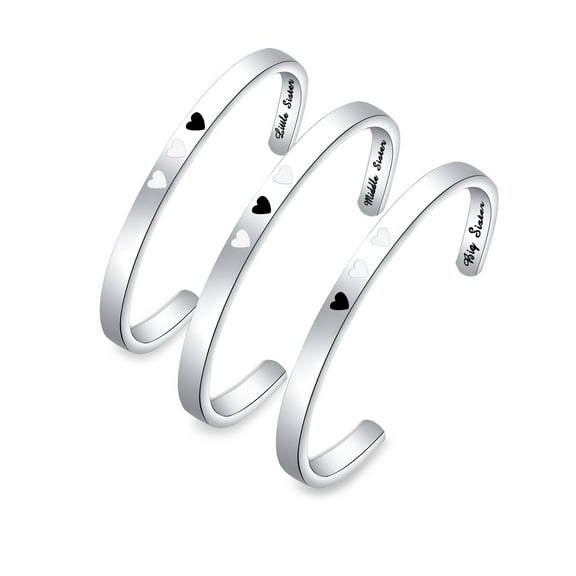 Sister Bracelet Big Middle Little Sister Cuff Bracelet of 3 Sister Jewelry Gift for Best Friends
