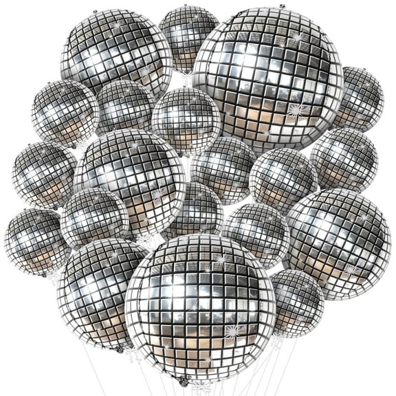 KatchOn, Silver Disco Ball Balloons - 32 Inch, Pack of 20 | Shiny Disco Balloons, Disco Party Decorations | Disco Ball Balloon, Disco Ball Decor | Prom Balloons | Graduation Decorations Class of 2025