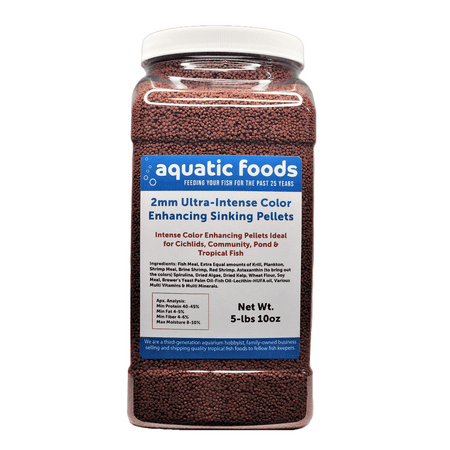 3mm Ultra-Intense Red Color Enhancing Sinking Pellets for Shrimp, Snails, Crayfish, Catfish, All Bottom Fish, Discus, Cichlids Community Fish, All Tropical and Pond Fish…5-lb 10oz Lg Jar