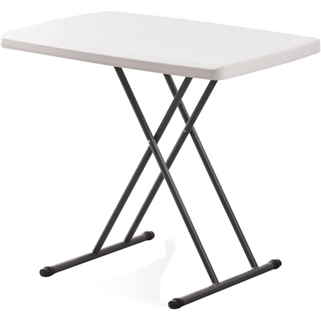 Folding Plastic Table, Laptop TV Tray Table Durable Adjustable Height Portable Snack Table for Home Use, Picnic, Party(White)