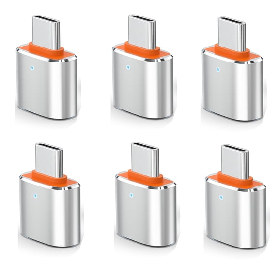 USB C to USB Adapter 6-Pack, Upgraded Thunderbolt 3 to USB 3.0 OTG Adapter Compatible with MacBook Pro,Microsoft Surface Go,Samsung Galaxy S10 S20 S21 S22 Ultra,iPhone 15 16 17 P