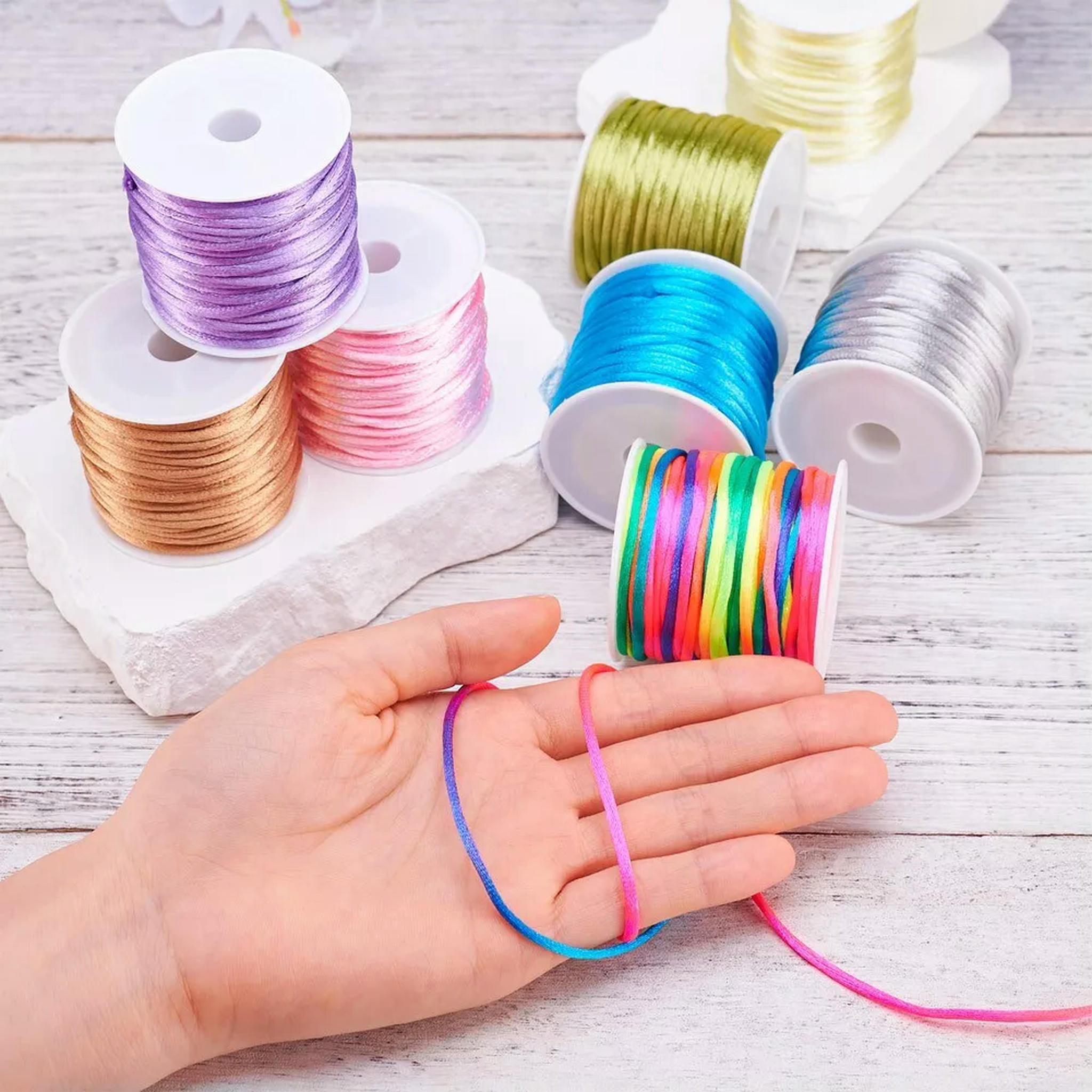 U8MO 8Roll Macrame Rattail Chinese Knot Making Cords Nylon Braided String Threads 2mm