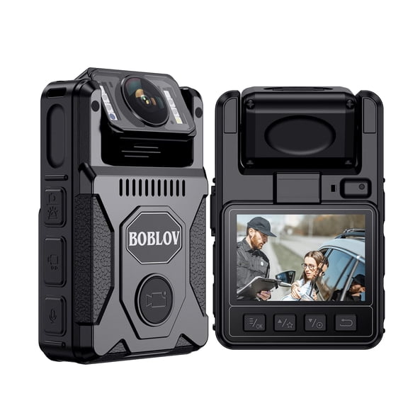 BOBLOV M7 128GB GPS Body Worn Camera, 180 Degrees Rotatable Lens, 4000 mAh 15Hours Recording Body Mounted Cameras, New Released with USB-C Port, Quick Charging with 4-5 Hours