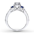 thumbnail image 2 of 1 Carat Round Diamond and Sapphire Halo Engagement Ring in White Gold, 2 of 3