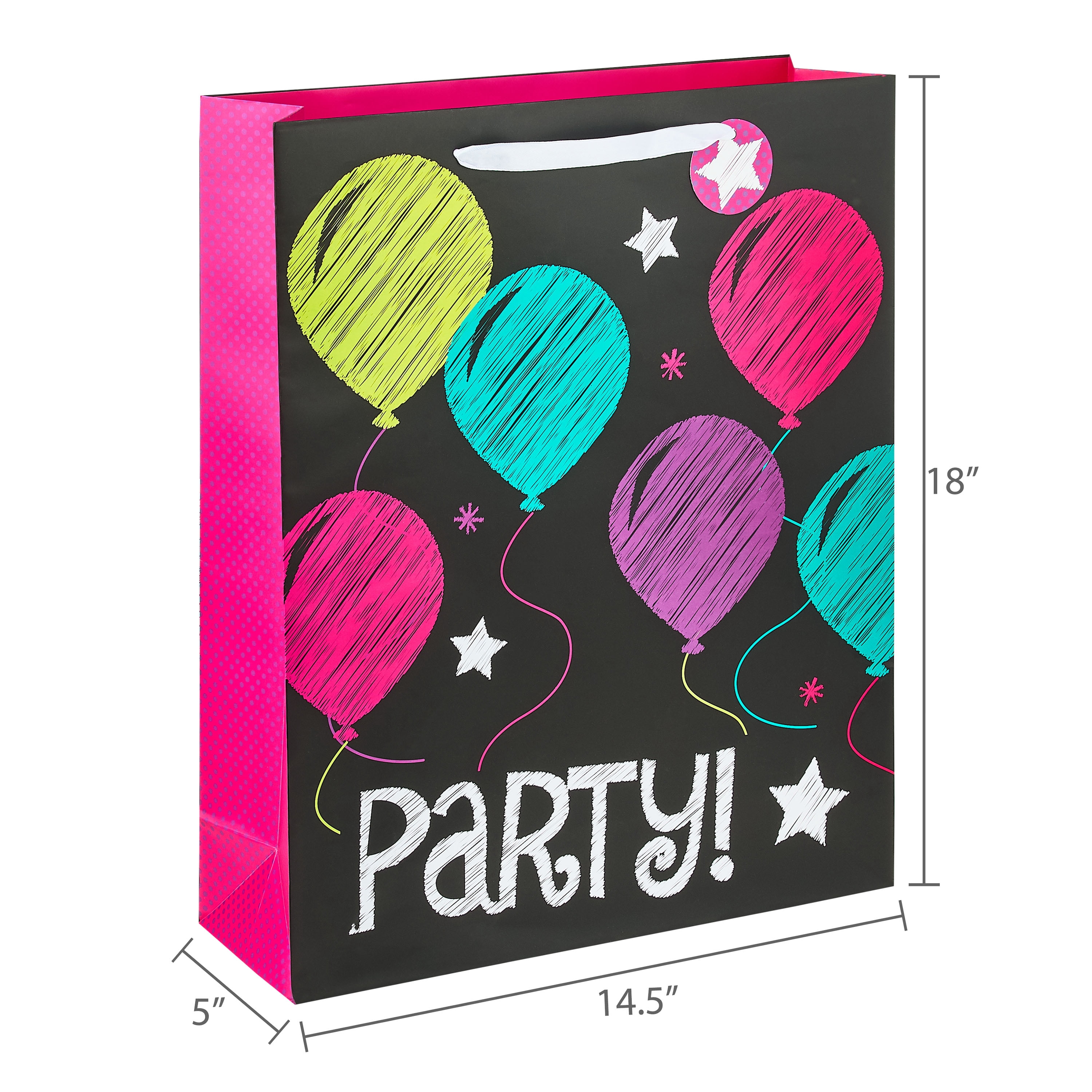 Chalk Balloons Print Birthday Paper Gift Bag, 14.5" x 18", by Way To Celebrate