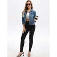 thumbnail image 7 of DARING DIVA Women's Cropped 3/4 Sleeve Button Down Washed Denim Jacket XL Dark Blue, 7 of 7