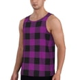 thumbnail image 2 of Uemuo Purple Black Plaid Pattern Men's Muscle Shirts Sleeveless Dry Fit Gym Workout Tank Top Lightweight Sports Tank Top Beach Tank Top, Loose-fit Sleeveless Shirt-4X-Large, 2 of 7