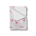 thumbnail image 2 of Retro Soft Flannel Fleece Throw Blanket, Flamingo Birds on Minimalist Polka Dots Background Illustration, Cozy Plush for Indoor and Outdoor Use, 50" x 70", Pale Pink White, by Ambesonne, 2 of 6