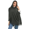 thumbnail image 3 of Womens Pullover Poncho Sweater Feel Shawl Loose Fitting Ponchos Wraps Baggy Tops for Fall Winter Gray/Red/Black/Khaki, 3 of 5
