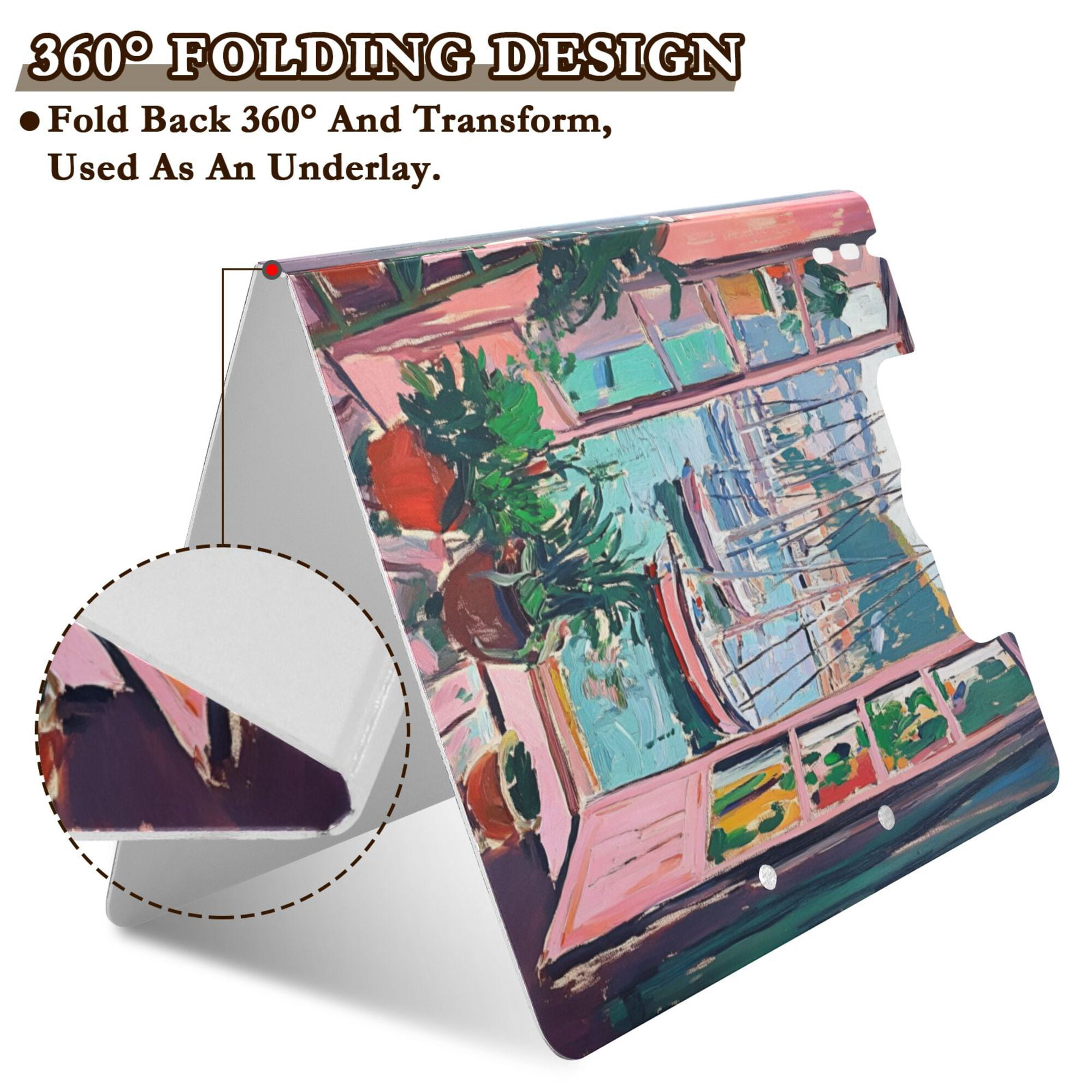 FORMRS A4 Clipboard Folder with Pen Holder Horizontal Foldable School Office Binder, Pink Door