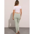 thumbnail image 4 of DARING DIVA Leggings Solid Color Elastic Waistband Stirrup Pants L Grey Green, 4 of 5