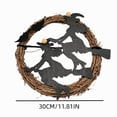 thumbnail image 3 of Lighted Witch Rattan Wreath with Purple LED Lights, Halloween Front Door Wreath with Double Witch Silhouette & Bat Cutouts, Spooky Hanging Vine Wreath Decor for Porch Wall Indoor Outdoor Party, 3 of 6